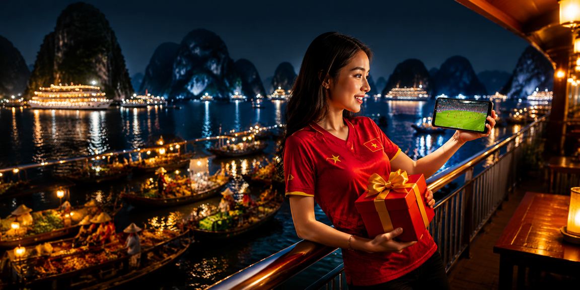 Người dùng tại Vịnh Hạ Long theo dõi cá cược bóng đá và nhận ưu đãi thể thao