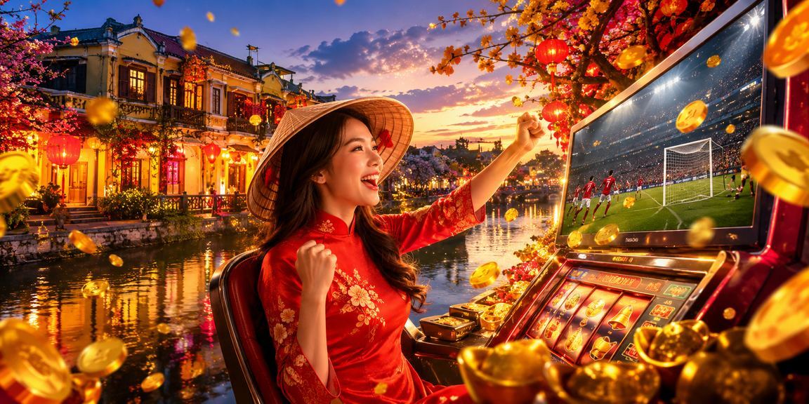 Người phụ nữ đội nón lá tại Hà Nội tham gia slot game trong không gian truyền thống