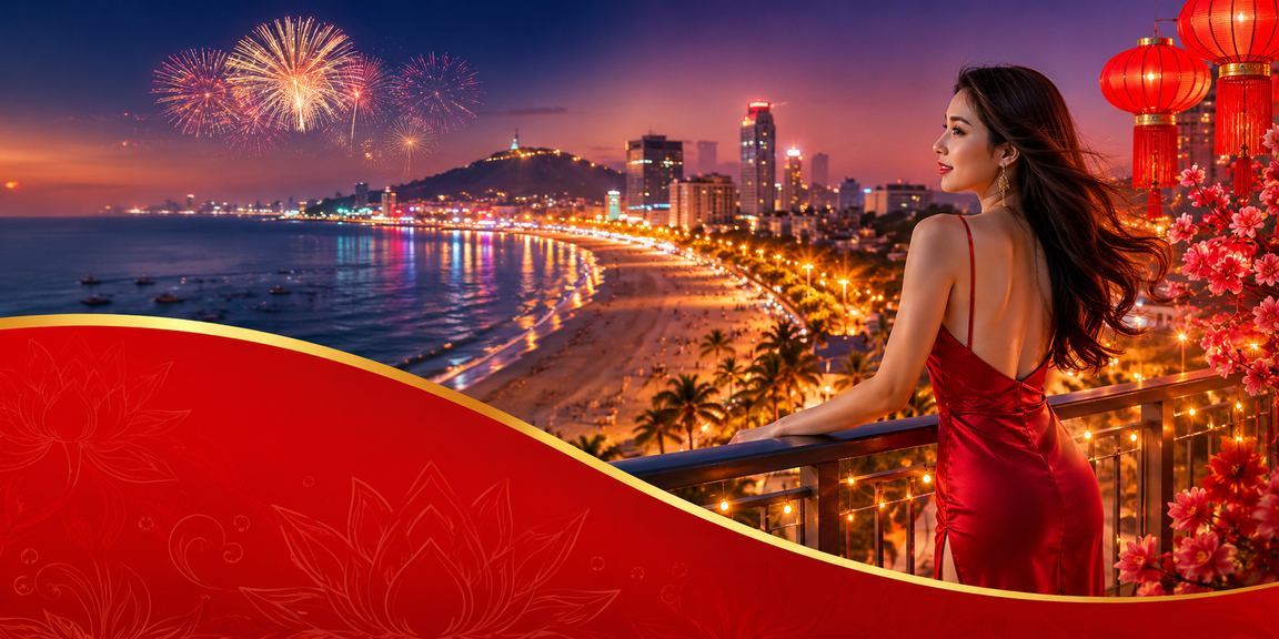 Khung cảnh bãi biển Vũng Tàu với người dùng theo dõi kèo cá cược trực tuyến trên điện thoại
